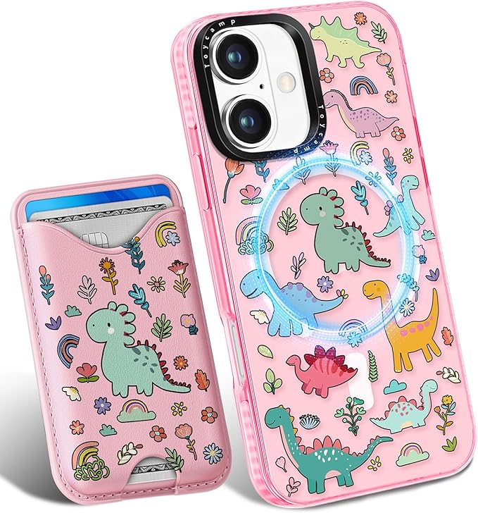 Toycamp for iPhone 17 Case - Compatible with Magsafe Credit Card Holder Wallet Magnetic Cute Women Teen Girls Kawaii Girly Unique Animal Design Phone Cover for Apple 17 Air