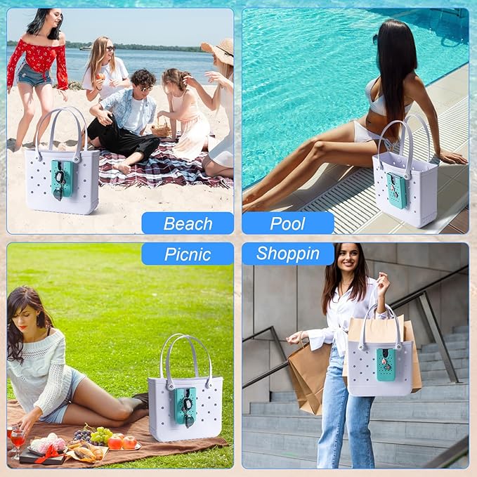 Phone Holder for Bogg Bags, Cell Phone Case Holder Compatible with All Bogg Bags, Phone Holder Accessories for Beach Tote Bags (Turquoise)