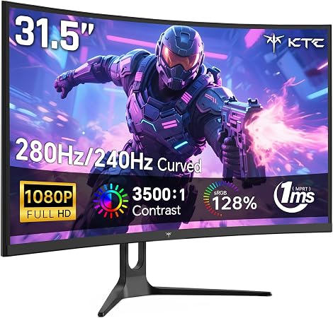 KTC 32 Inch Curved 280Hz Gaming Monitor, 240Hz Computer Monitor FHD, H32C5