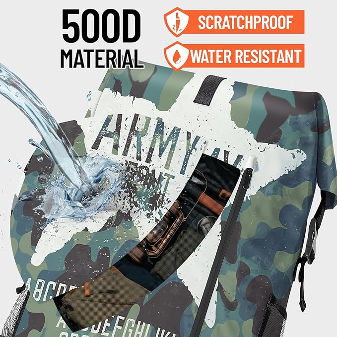 Waterproof Dry Bag Marine Dry Bags for Kayaking Hiking Camouflage Green Backpack Roll-Top Closure Bag - Backpack Waterproof Phone Case 5L