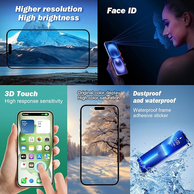 EFAITHFIX for iPhone 16 Pro Max Screen Replacement 6.9 Inch LCD COF 3D Touch Display Full HD Digitizer Frame Assembly (A3084,A3295,A3296,A3297) with Repair Tools, Screen Protector, Waterproof Adhesive