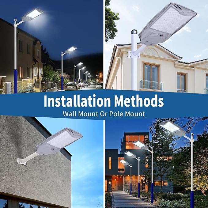 8000W Solar Street Light 6500K 800000LM – Auto On/Off Dusk to Dawn Solar Street Light, IP65 Waterproof, Motion Sensor for Outdoor Security, Suitable for Parking Lots, Backyards