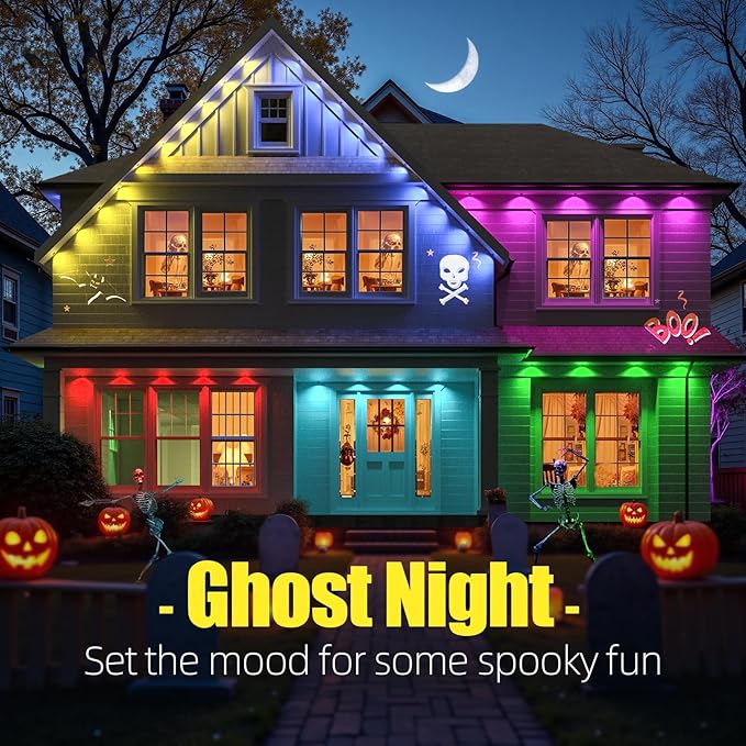Permanent Outdoor Lights, 200ft RGB+IC Smart LED Eaves Lights, IP67 Waterproof Permanent Outdoor Lighting with App/Remote Control for Christmas, Halloween, Holiday, Daily, Party Outdoor Decor