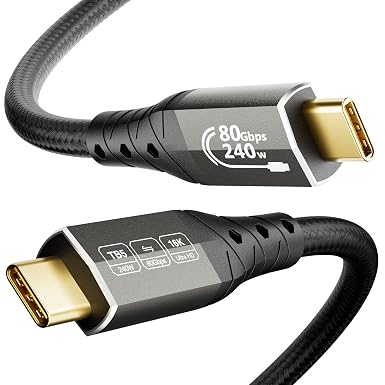 ZIKNYDO 80Gbps for Thunderbolt 5 Cable 3.3FT/1m, USB 4 2.0 Cable 120Gbps Bandwidth for 16K/Dual 8K Displays, PD3.1 240W Charging, for Thunderbolt 4, SSD, MacBook M4 Pro/Max, eGPU, Mac mini M4 Pro