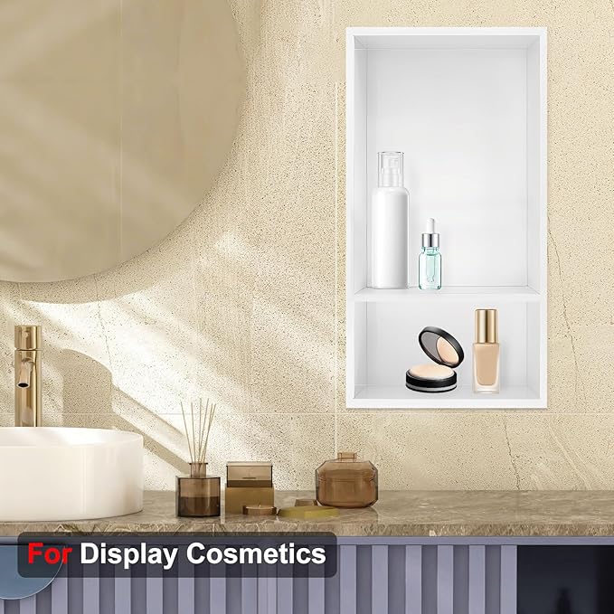 Shower Niche, Stainless Steel Elegant Bathroom Niche, No Tile Needed Recessed Shower Shelf Organizer for Storage