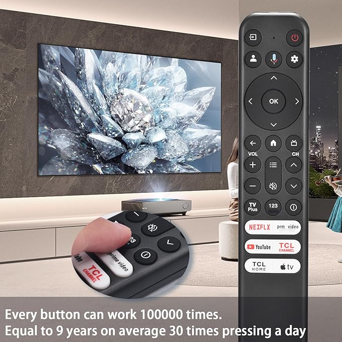 for TCL Google TV Remote, RC813 for Voice Replacement Control,for Android Mini-LED QLED 4K UHD Smart Television, with 6 Shortcut Buttons for NEIFLX/Prime/YouTube/TCL/Apple TV Buttons