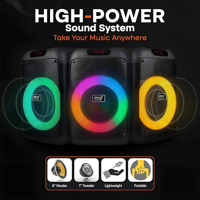 Pyle Audio Bluetooth Party Speaker - Party Bluetooth with True Wireless Stereo System - Enjoy Powerful Bass and Clear Treble - with Carry Bag - Model PPHP8496BG - 100W