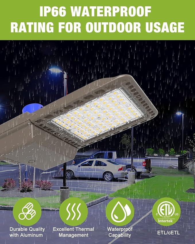 YXL LED Parking Lot Light, 200W LED Shoebox Light with Dusk to Dawn Photocell,28000LM 5000K Daylight Arm Mount, IP65 Waterproof, LED Area Light for Parking Lot Sports Stadium, 3 Pack, L2115200