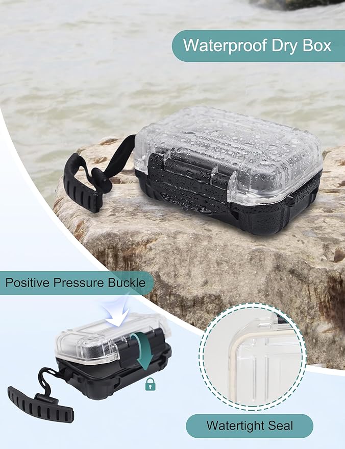 Avlcoaky Small Waterproof Box Small Waterproof Case Watertight Container Mini Dry Box Waterproof Case Watertight Key Pouch Holder for Snorkeling Kayaking Boating
