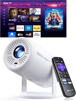 Roku TV 1080P FHD Mini Smart Projector with Wi-Fi and Bluetooth