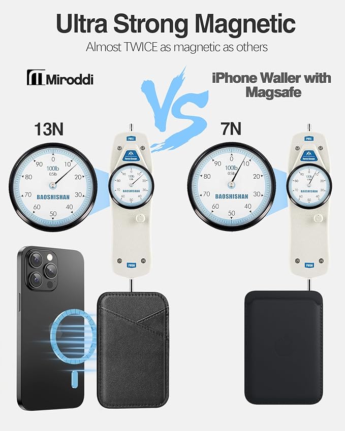 Miroddi for MagSafe Wallet, Strongest Magnetic Card Holder for iPhone 17/16/15/14/13/12 Series, Ultra-Thin Leather Magnetic Phone Wallet with 2 Card Slots, RFID Blocking, No More Falling, Black