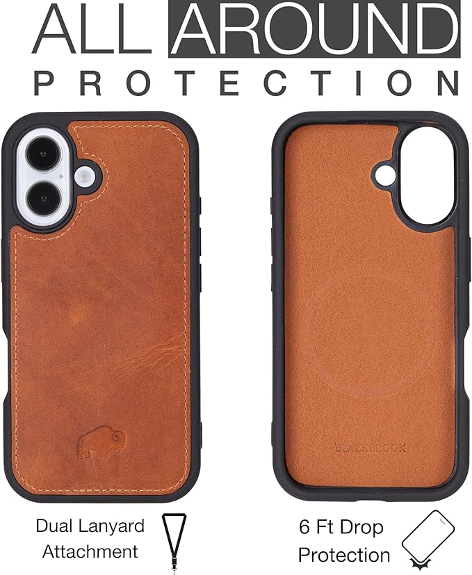 BLACKBROOK Leather Wallet Case for iPhone 16 Plus, Carter Premium Leather Magnetic 2-in-1 Wallet Set, Ready for MagSafe, RFID Protection, 4 Card Slots & ID Pocket, Compatible with iPhone 16 Plus