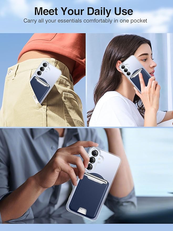 TopMade for MagSafe Wallet, Magnetic Wallet for Samsung Galaxy S26/S25/S24 Series and Z Fold 7 with Magnetic Case, Phone Card Holder for iPhone 17/16/15/14/13/12, RFID Blocking, Fits 4 Cards, Blue