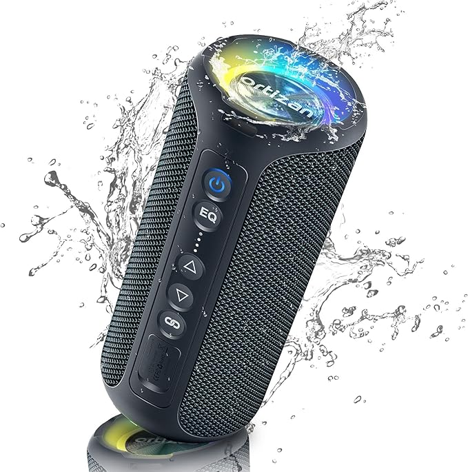 Ortizan Portable Bluetooth Speaker (2nd Gen), 40W powerful sound and deep bass, IPX7 waterproof, 30 hours of playtime, TWS for 2 speakers pairing for home, outdoor and travel - Electronics gift, Black