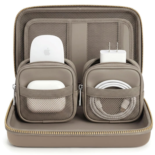 Mid-Size Tech Organizer with Removable Pouches – Hard Shell Travel Case for Cables, Chargers & Accessories | Electronics Organizer for Travel
