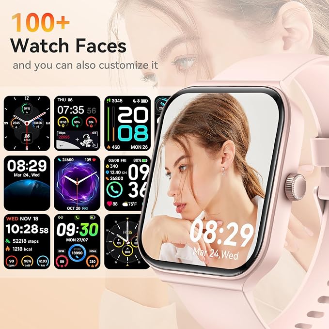 Smart Watch for Women Men, Smartwatch 1.83'' Alexa Built-in Fitness Tracker IP68 Waterproof Watch for Women Compatible for Android & iOS with Bluetooth Calls, IP68 Heart Rate/Sleep/SpO2 Monitor, 110+