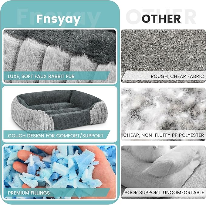Dog Beds for Extra Large Dogs 43x35 Inch, Comfort-Sided Orthopedic XXL Dog Bed Couch with Breathable Shredded Memory Foam, Faux Rabbit Fur Pet Bed, Non-Detachable, Non-Slip, Machine Washable