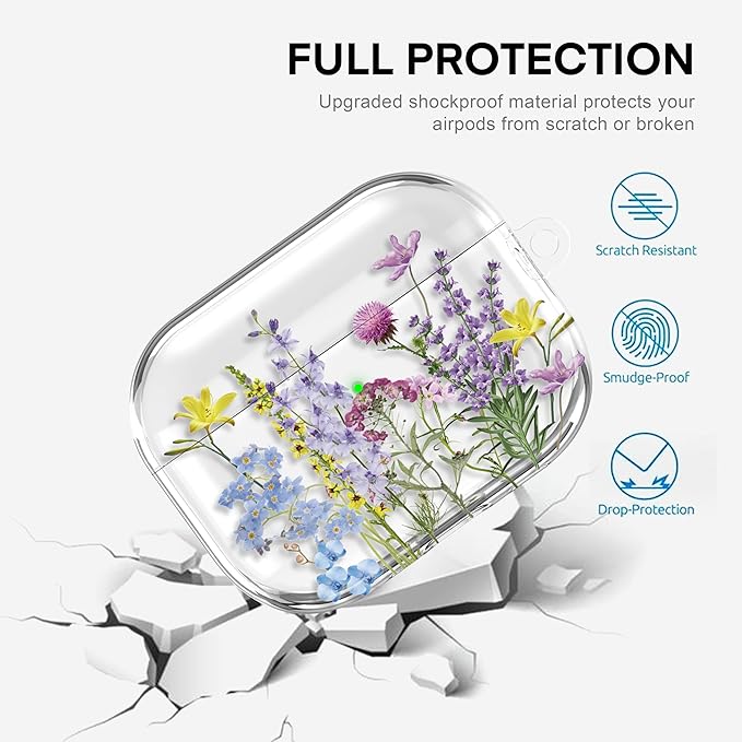 Maxjoy for AirPods Pro 3rd Generation Case, Clear AirPods Pro 3 Case for Women Girly Cute Soft AirPod Pro 3 Cover with Keychain Strap for AirPod Pro 3rd Gen Cover 2025, Colorful Flower