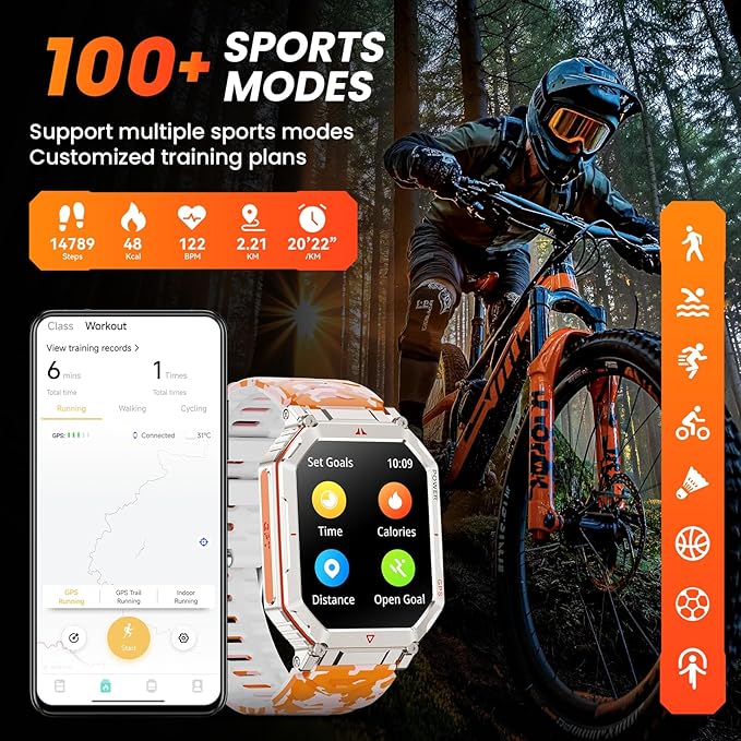 GPS Military Smart Watch for Men，GPT Voice Assistant，Smartwatch with LED Flashlight，2.01" HD Display Bluetooth Call，Fitness Tracke with Multiple Sports Modes，Compatible with Android & iOS