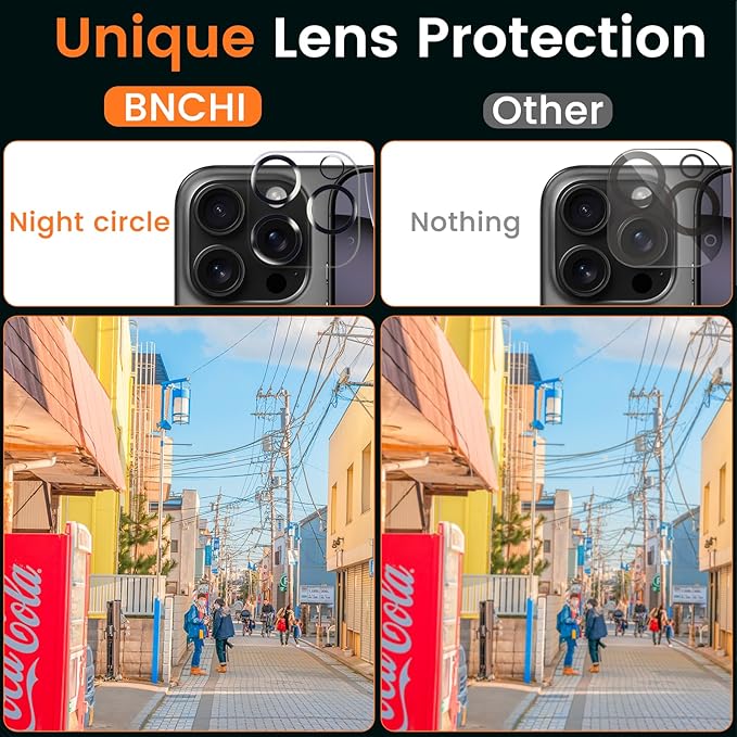 BNCHI 3 Pack for iPhone 16 Pro Max Privacy Screen Protector + 3 Pack Camera Lens Protector, Shatterproof Premium Tempered Glass, Auto-Dust Removal, 28°Anti Spy, 9H Full Coverage Tempered Glass Film