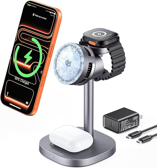 3-in-1 Wireless Charging Station Qi2.2 25W – MagSafe Fast Charger for iPhone, Apple Watch & AirPods