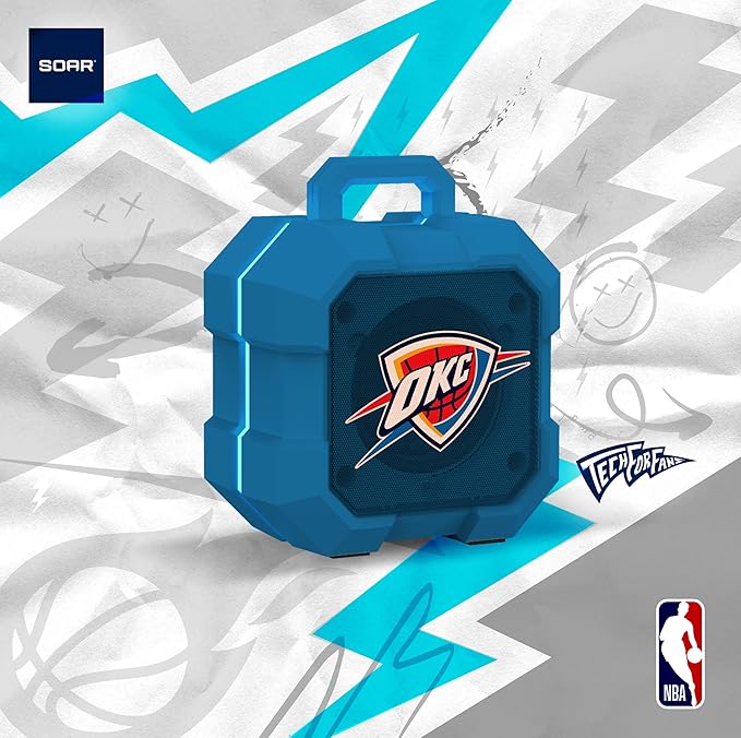 SOAR NBA Shockbox LED Wireless Bluetooth Speaker - Water Resistant IPX4, 5.0 Bluetooth with Over 5 Hours of Play Time - Small Portable Speaker - Officially Licensed NBA, Perfect Home & Outdoor Speaker