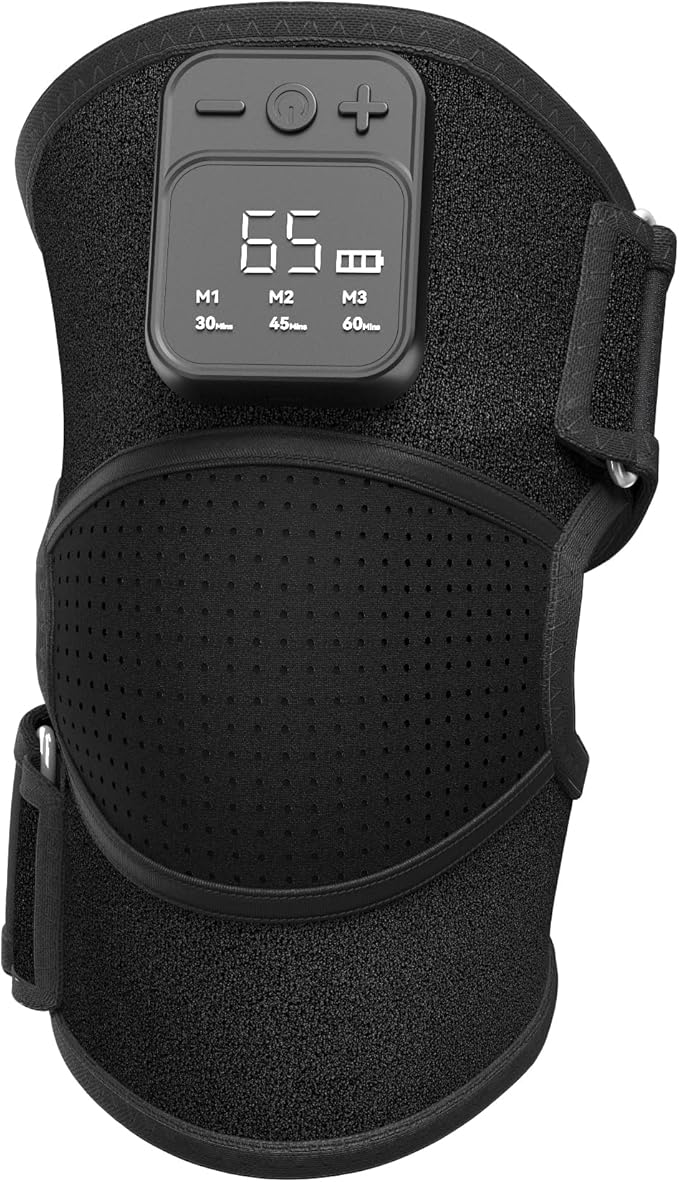 Knee Massager with Heat for Pain Relief V5.0[2025 Upgraded] - Electric Cordless Heated Knee Brace with 6 Heat Levels and 3 Vibration Massage Mode, for Men Women (Black, 2-Pack)