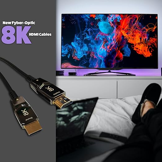 Pacroban 8K HDMI 2.1 Cable 75ft – Fiber Optic, 48Gbps, Active Uni-Directional, 4K@120Hz / 8K@60Hz