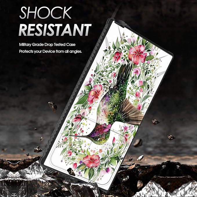 for Galaxy S26 Ultra Case Built in Slide Camera Lens Cover,Heavy Duty Shockproof Protection Dual Layer Case for Samsung Galaxy S26 Ultra 6.9" 2026,Dandelions and Birds