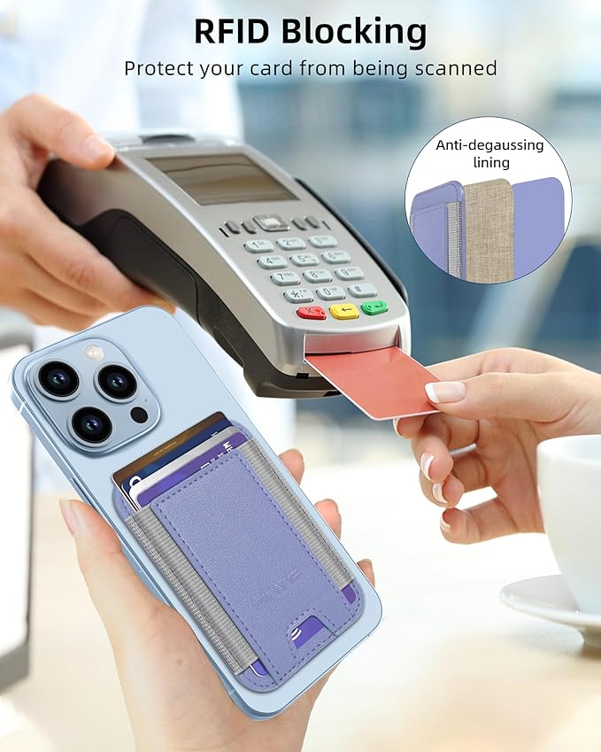 HiWe for MagSafe Wallet, Strongest Magnetic Wallet for iPhone 17/16/15/14/13/12 Series, 7 Cards Holder, Leather Minimalist Slim RFID, 1 Slot, Lavender