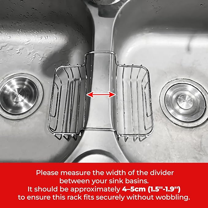 Stainless Steel Sponge Holder for Kitchen Sink - Never Rust Hanging Saddle Double for Soap Kitchen Sink Caddy 2.2 inch, Rustproof Organizer for Dishwashing and Brush Drying