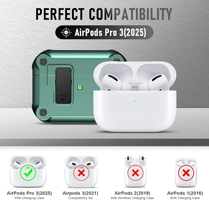 Compatible with Airpods Pro 3 Case(2025),for Airpods Pro 3rd Generation Cases Cover with Keychain Cleaner Kit Soft Silicone Shockproof Cover for Women Men
