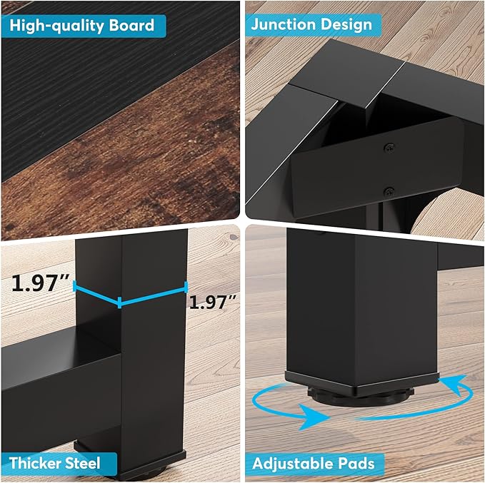 Tribesigns 70.8”Executive Desk, Large Office Computer Desk with Thicken Frame, Modern Simple Workstation Business Furniture for Home Office, Rustic Brown/Black