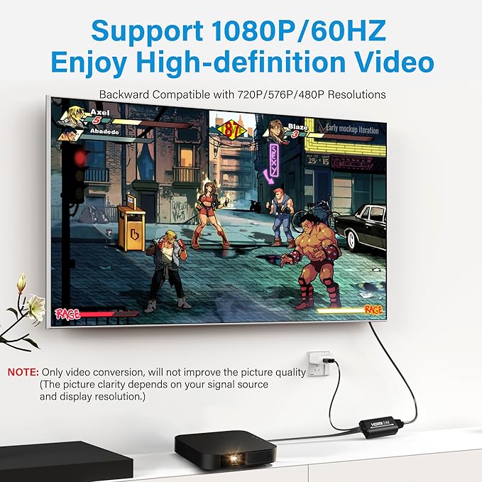Adoreen Unidirectional HDMI to 3 RCA Converter Cable 10 Ft, 1080P Composite CVBS AV Audio Video Adapter with USB Power Supports PAL/NTSC for Old TV Apple Android Box, Roku, PC, DVD-NOT RCA to HDMI