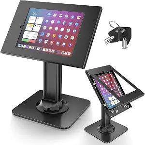 AboveTEK Anti-Theft iPad Kiosk Stand – POS iPad Security Stand & Locking Tablet Holder – Heavy Duty Base, 360° Swivel, 75° Tilt Bracket – Perfect for Retail Business