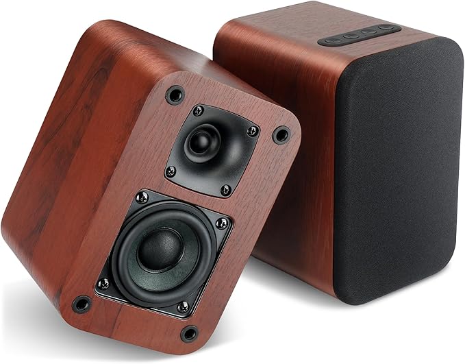 Powered Bluetooth Bookshelf Speakers, 40W Record Player Speakers with 2.75 Inch Woofer, Stereo Speakers with Optical/AUX/TV-ARC Connection for Turntable, No Receiver or Amplifier Required.