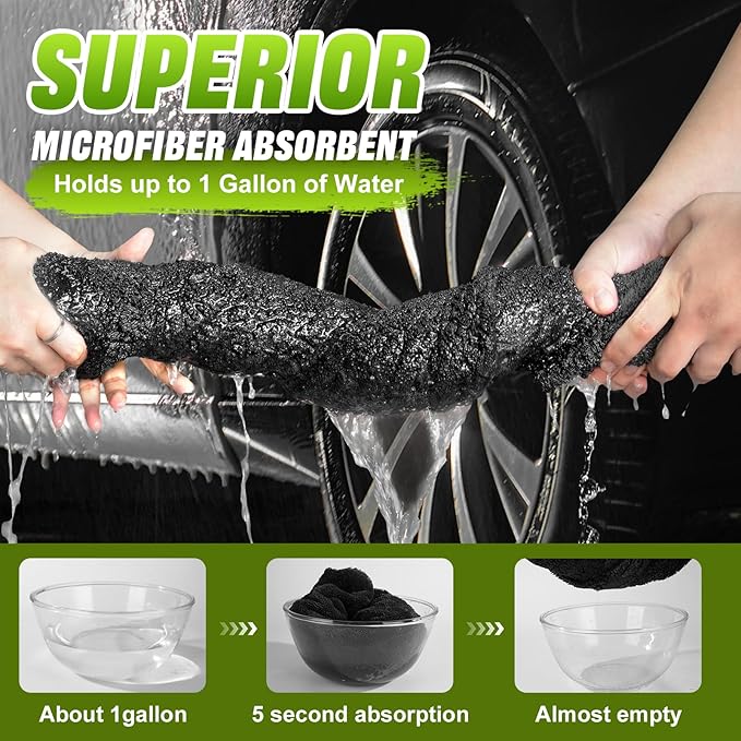 TTRCB 2 Pack 1300 GSM Car Drying Towel, Microfiber Towels for Cars - 36" x 24" & 16" x 16", Ultra-Absorbent, Streak Free, Premium Double Twisted-Loop Microfiber Cleaning Cloth with Car Wash Mitt
