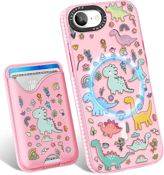 Toycamp for iPhone 16e Case 6.1 Inch - Compatible with Magsafe Credit Card Holder Wallet Magnetic Cute Women Teen Girls Kawaii Girly Unique Animal Design Phone Cover for iPhone 16e