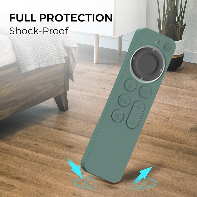 AhaStyle Case Compatible with 2022 Apple TV 4K HD Siri Remote 3rd Generation [AirTag Holder Built in] All Around Cover Apple TV Remote/Siri Remote (2nd) and AirTag (Pine Green)