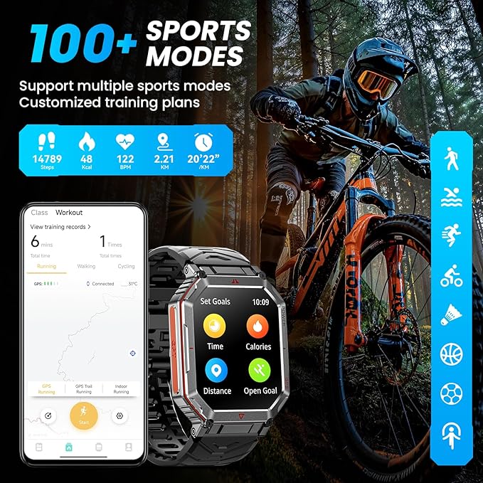 GPS Military Smart Watch for Men，GPT Voice Assistant，Smartwatch with LED Flashlight，2.01" HD Display Bluetooth Call，Fitness Tracke with Multiple Sports Modes，Compatible with Android & iOS