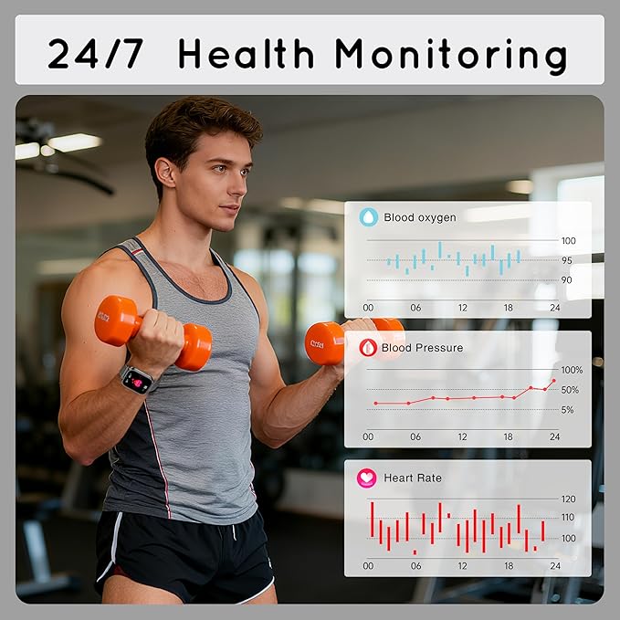 Smart Watch for Men Women (Answer/Make Calls) 1.83" HD 3 Bands Smartwatch Compatible Android iPhone Phones with Fitness Step Tracker/Heart Rate/Sleep Monitor, 120+ Sports Modes IP68 Waterproof, Black