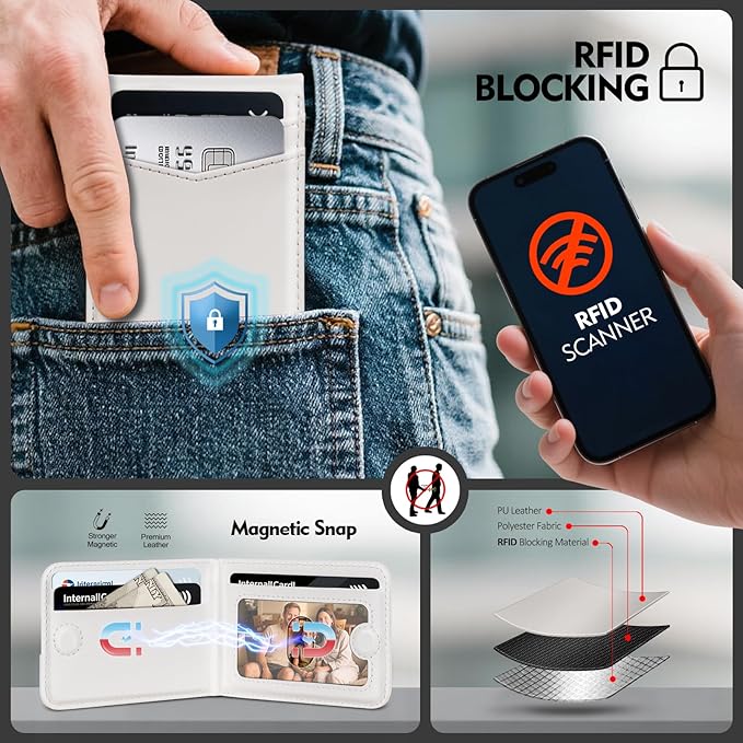 Compatible with Magsafe Case with Card Holder for Men Women Magnetic Ultra-Thin Wallet Bracket Adjustable Bracket for iPhone 17/16/15/14/13/12 Pro/Pro Max/PlusSeries,White
