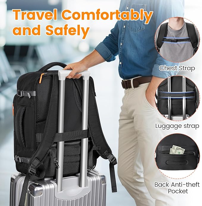 MATEIN Personal Item Backpack 18x14x8 with Shoe Compartment Detachable, Airline Approved Carry On Backpack for Travel with Electronics Case, Lightweight Luggage Bag for Spirit Airlines Fits 17" Laptop
