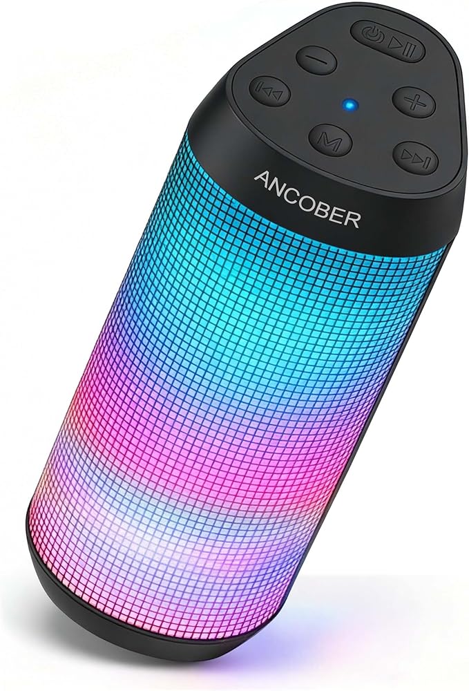 Portable Bluetooth Speaker, 2026 Wireless Speaker with 20W HD Loud Stereo Sound, 36H Playtime, Cool LED Lights, IPX4 Waterproof, TWS Pairing, BT5.3, Buit-in Mic, for Outdoor, Home, Party, Gift
