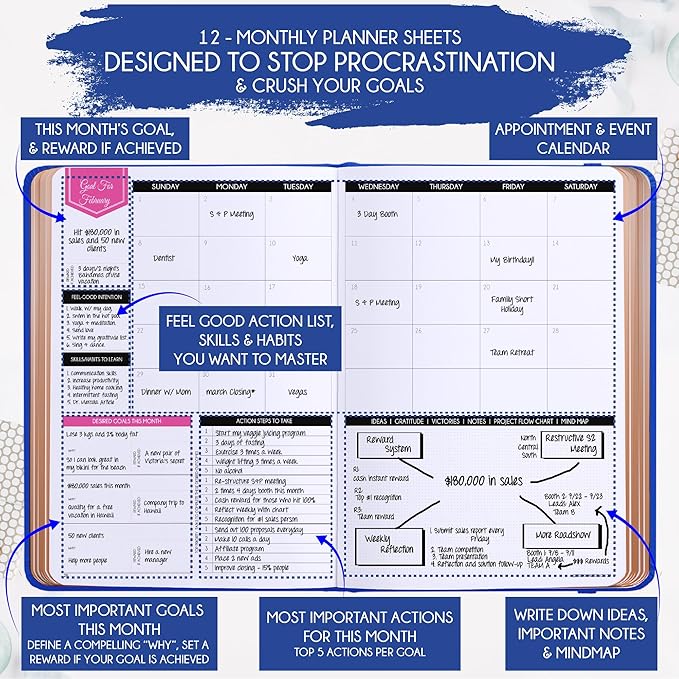 Deluxe 2026 Planner Weekly and Monthly | Law of Attraction Planner with Productivity App | 12-Month for Productivity, Gratitude & Goal Setting | Includes Foldable Vision Board, Gift Box & Stickers