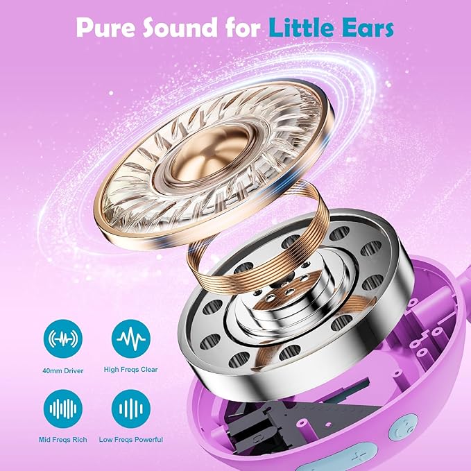 Steellumen Nova1Star Active Noise Cancelling Headphones for Kids, 70H Play Time,Bluetooth6.0,3-Level Volume 75/85/94dB,ANC Safe Wireless Listen, Fast Charging,with Mic,for School,Travel & Airplane