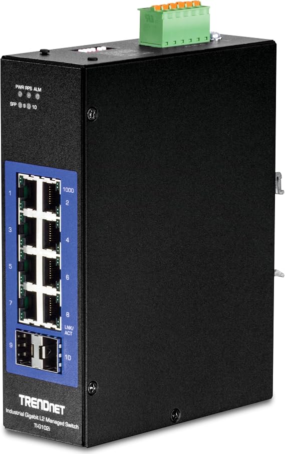TRENDnet 10-Port Industrial Gigabit L2 Managed DIN-Rail Switch, TI-G102i
