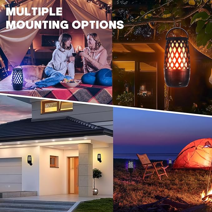 Houkiper Upgraded Outdoor Bluetooth Speakers, 1PACK RGB Flame Speaker Multi-Sync Speakers, Flame Torch Atmosphere Speaker for Party Garden Patio, IPX6 Waterproof, Gifts for Men Women