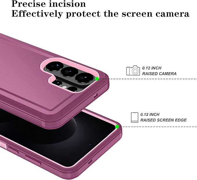 ONOLA Phone Case for Samsung Galaxy S26 Ultra Case with HD Screen Protector, Heavy Duty Shockproof & Dropproof 3-Layer Cover Phone Case for Galaxy S26 Ultra 6.9'',WineRedPink