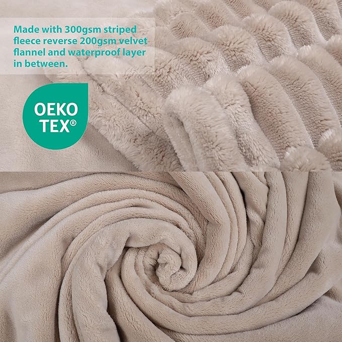 Waterproof Dog Blanket, Soft Fleece Blanket for Couch Protector, Reversible Pet Blankets Furniture Protector Cover for Small Medium Large Dogs Cats (Line, 50"x60")